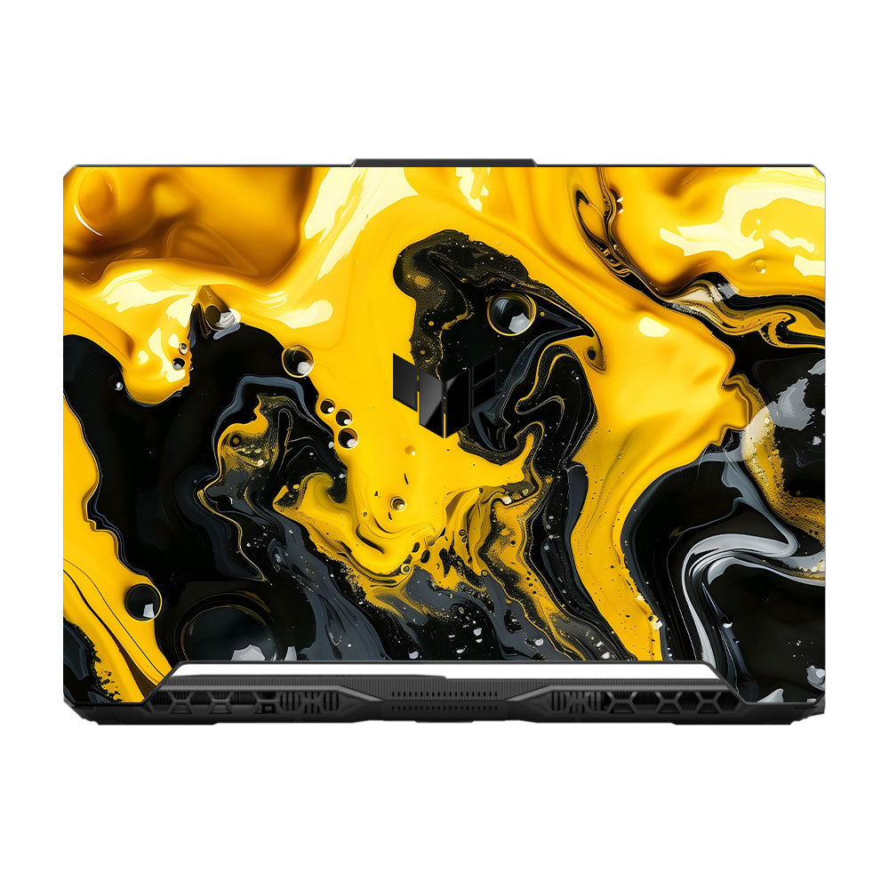 Yellow and Black Paint Swirls Asus TUF F15 FX506 & A15 FA506 Laptop Skin