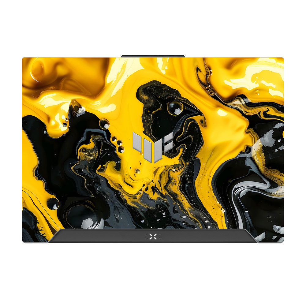 Yellow and Black Paint Swirls Asus TUF F15 FX507 & A15 FA507 Laptop Skin