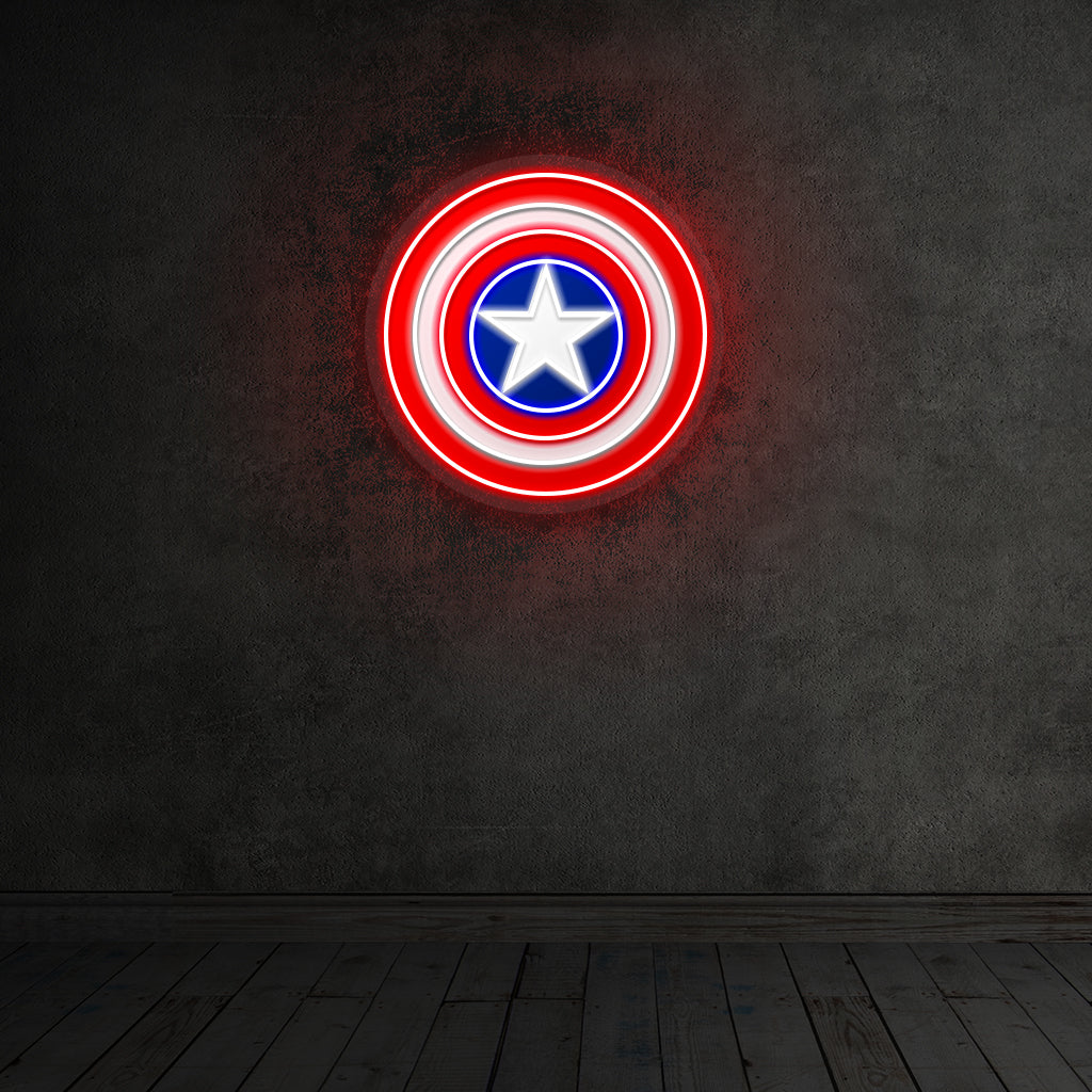 Captain America's Shield Neon with Print