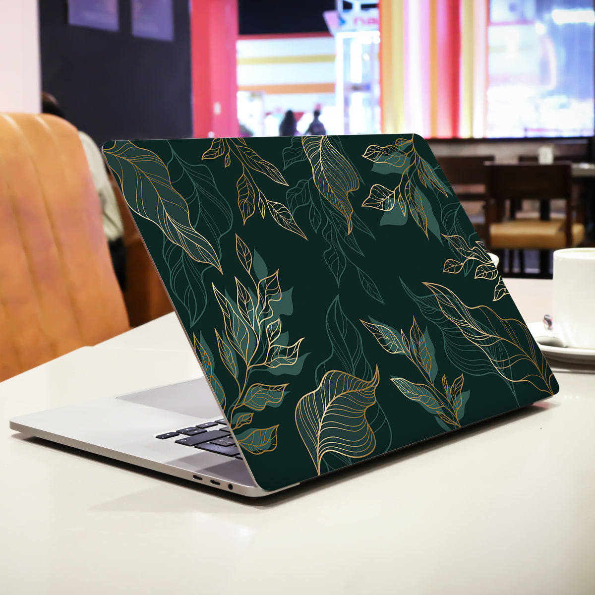 Golden Green Florals Botanical Laptop Skin