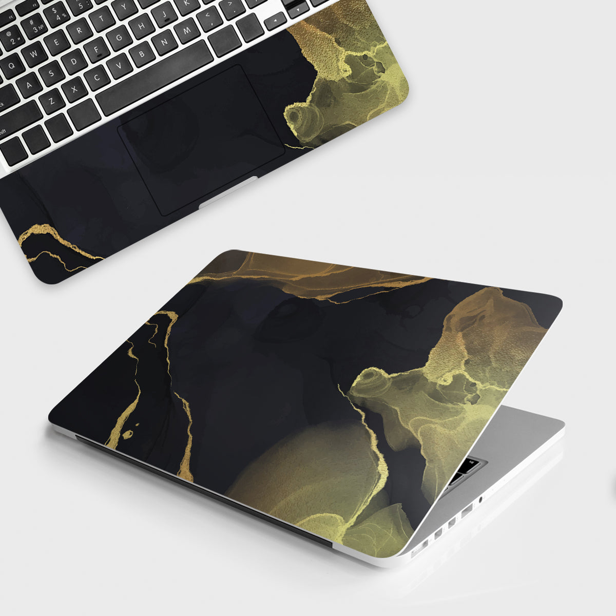 Golden Black Smoke Marble Laptop Skin