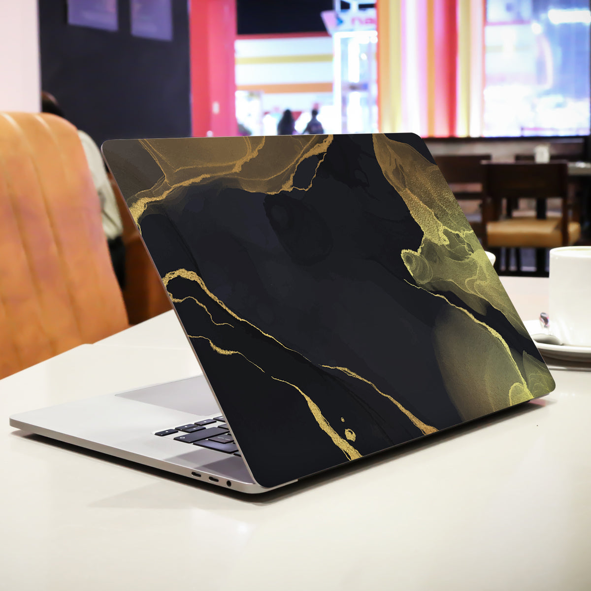 Golden Black Smoke Marble Laptop Skin