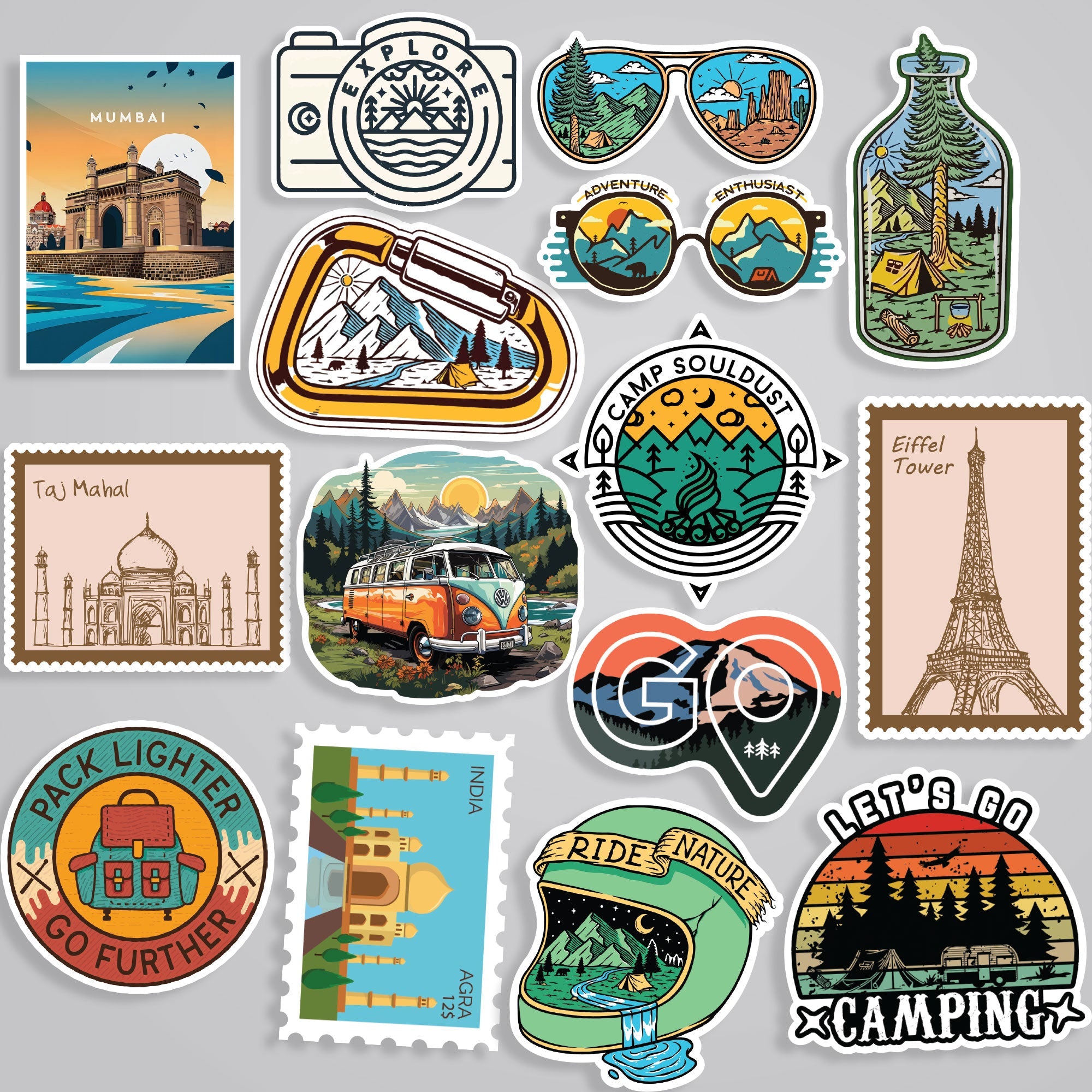 Fomo Store 15 Travel Stickers in Pack 3