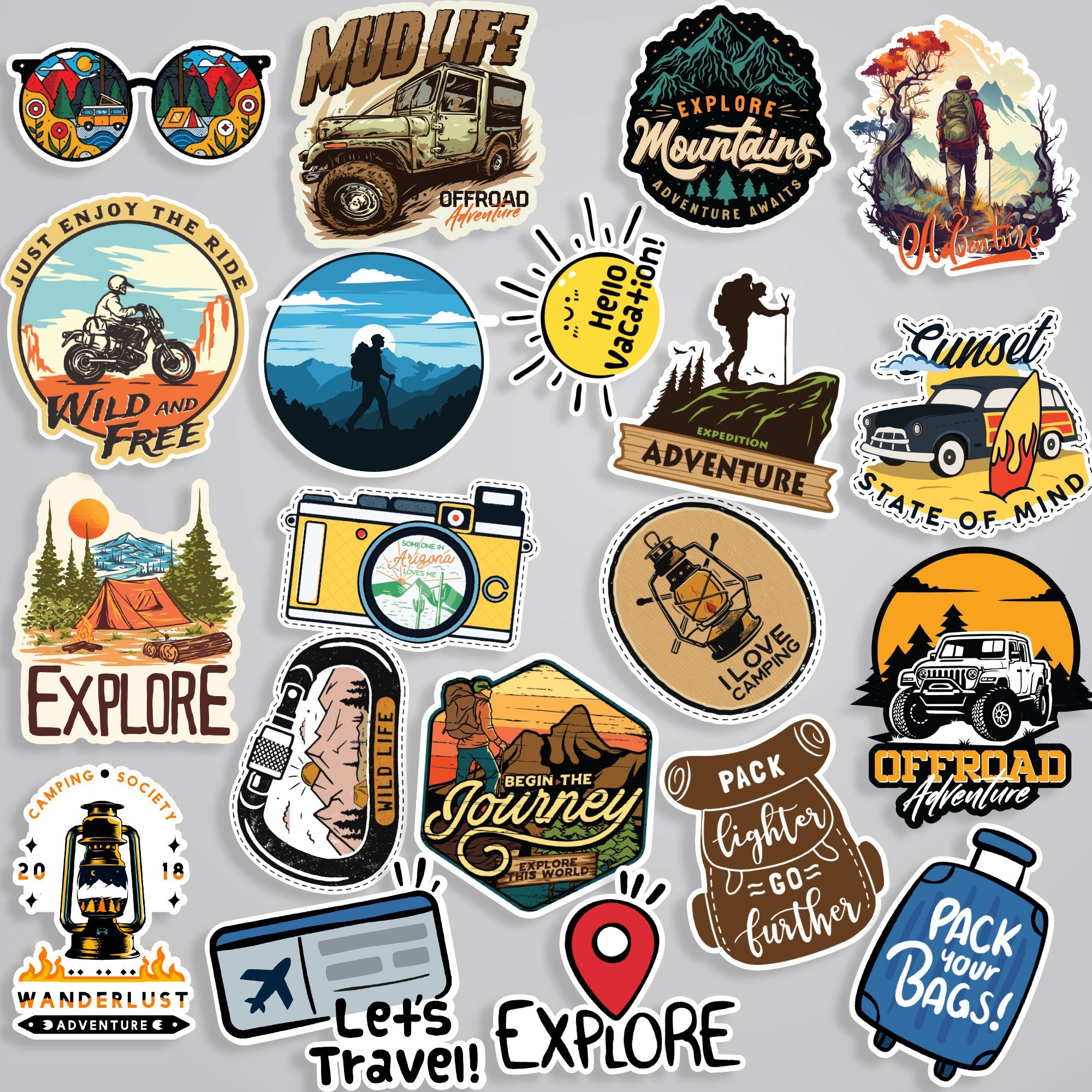 20 Travel Stickers in Pack 1