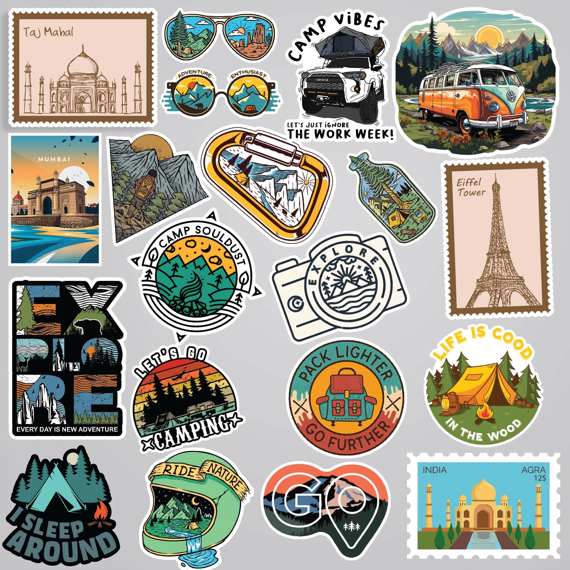 Fomo Store 20 Travel Stickers in Pack 3
