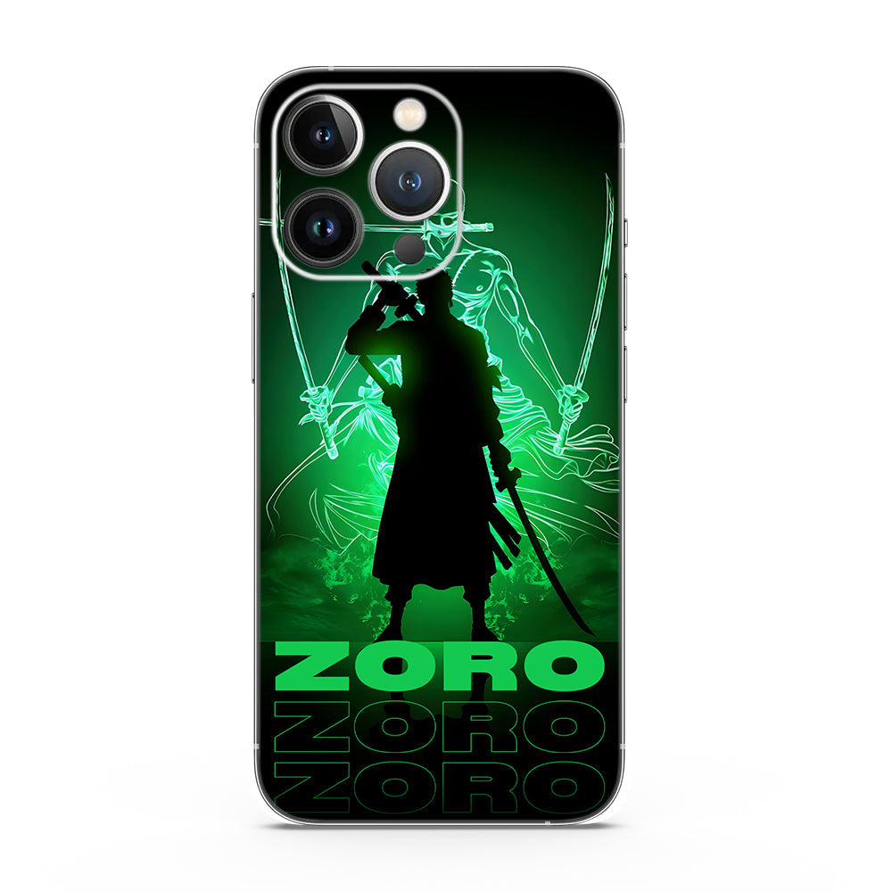 Fomo Store Mobile Skins Anime Zoro in Green Fluorescent Background