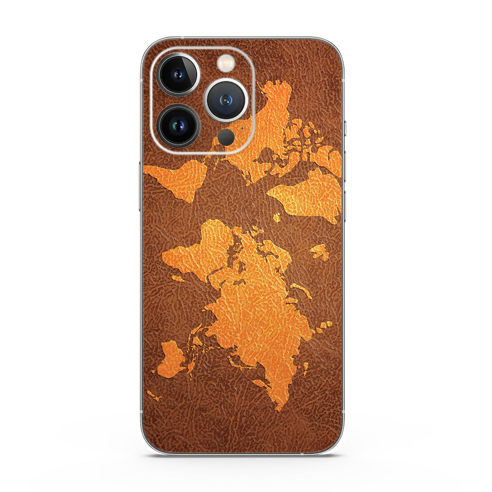 Brown World Map Mobile Skin