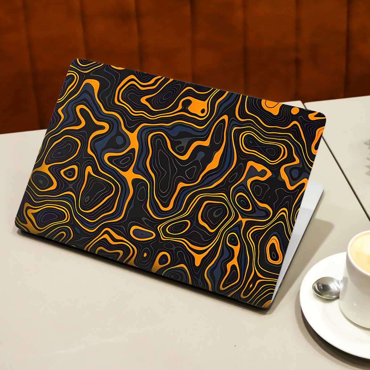 Amber Topographic Waves Laptop Skin