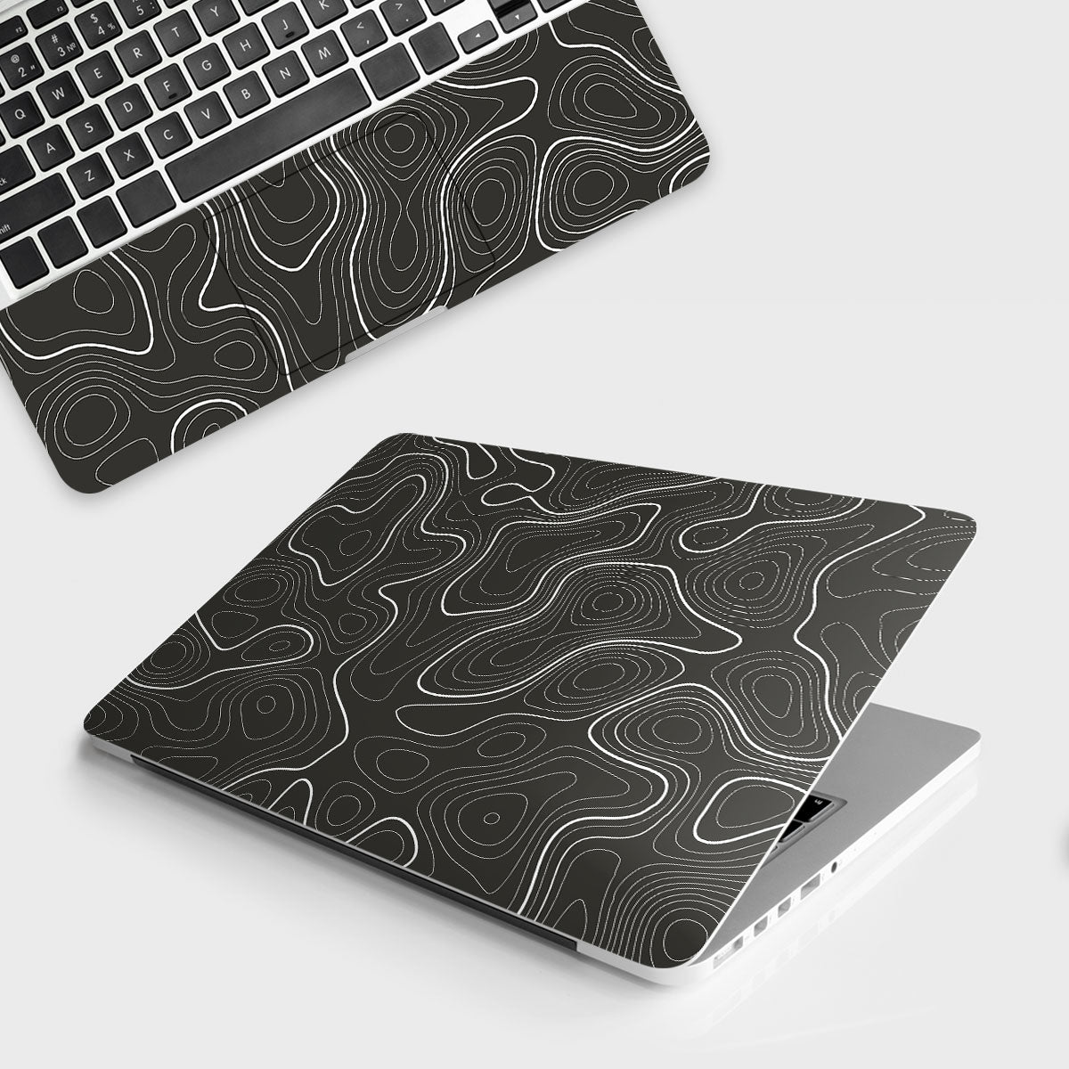 Fomo Store Laptop Skins Miscellaneous Grayscale Topographic Lines