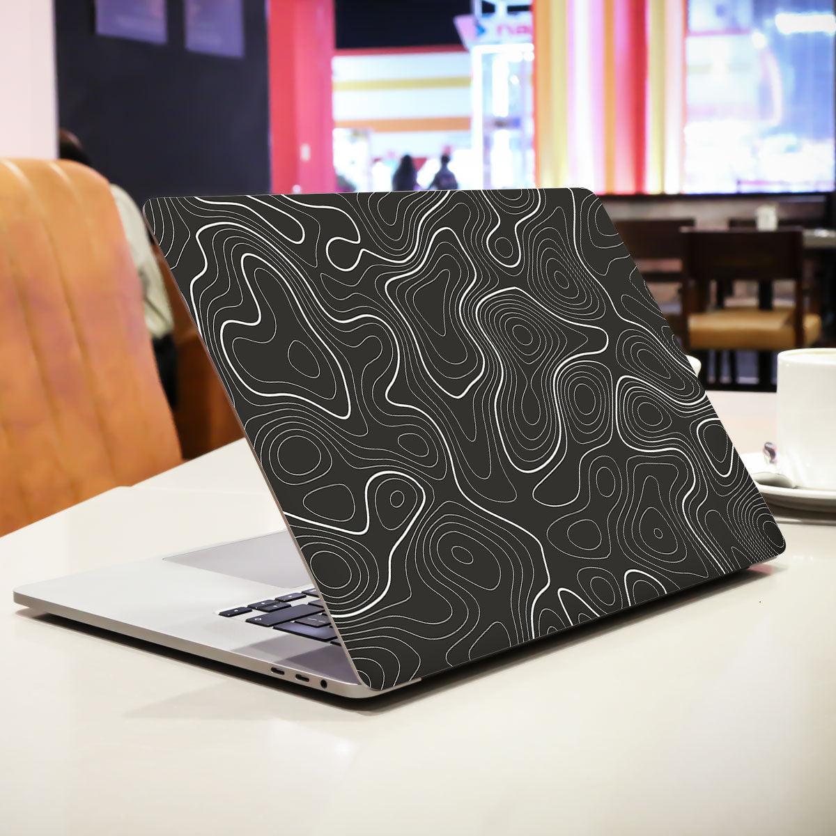 Grayscale Topographic Lines Laptop Skin