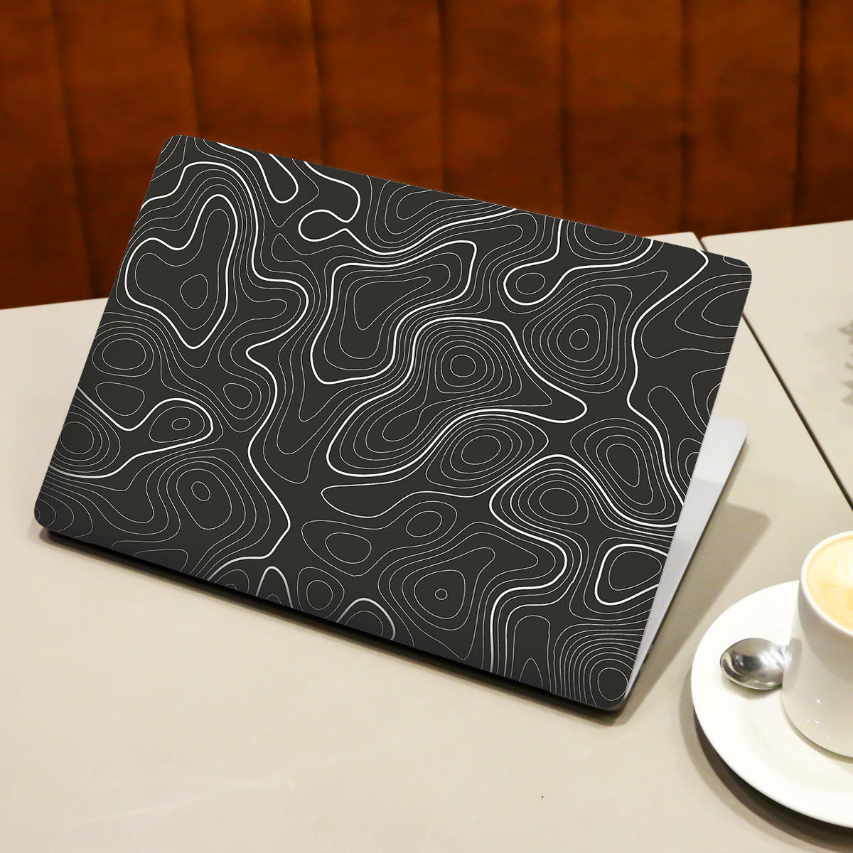 Grayscale Topographic Lines Laptop Skin