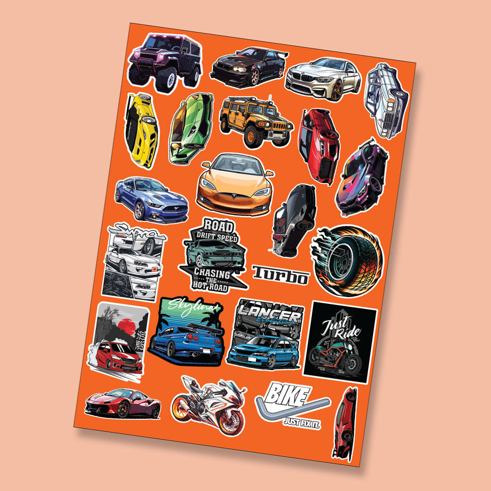 Fomo Store Mini Stickers Cars & Bikes Vehicle Vibes Sheet 2