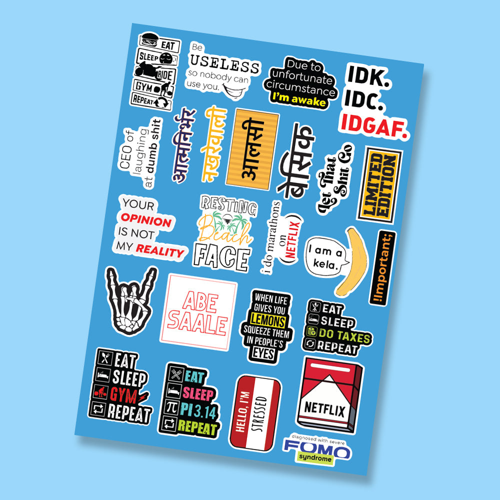 Fomo Store Mini Stickers Witty Quirky Vibes Sheet 2