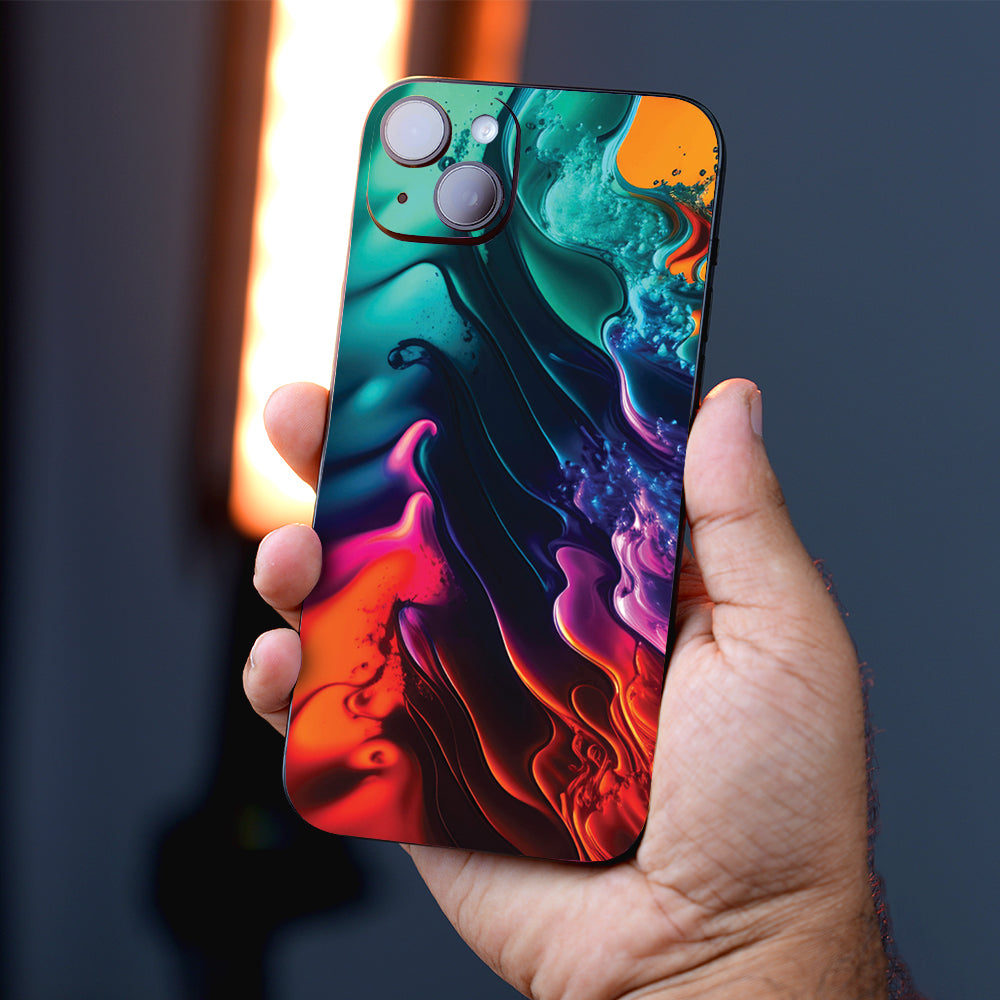 Fluid Neon Waves Abstract Mobile Skin