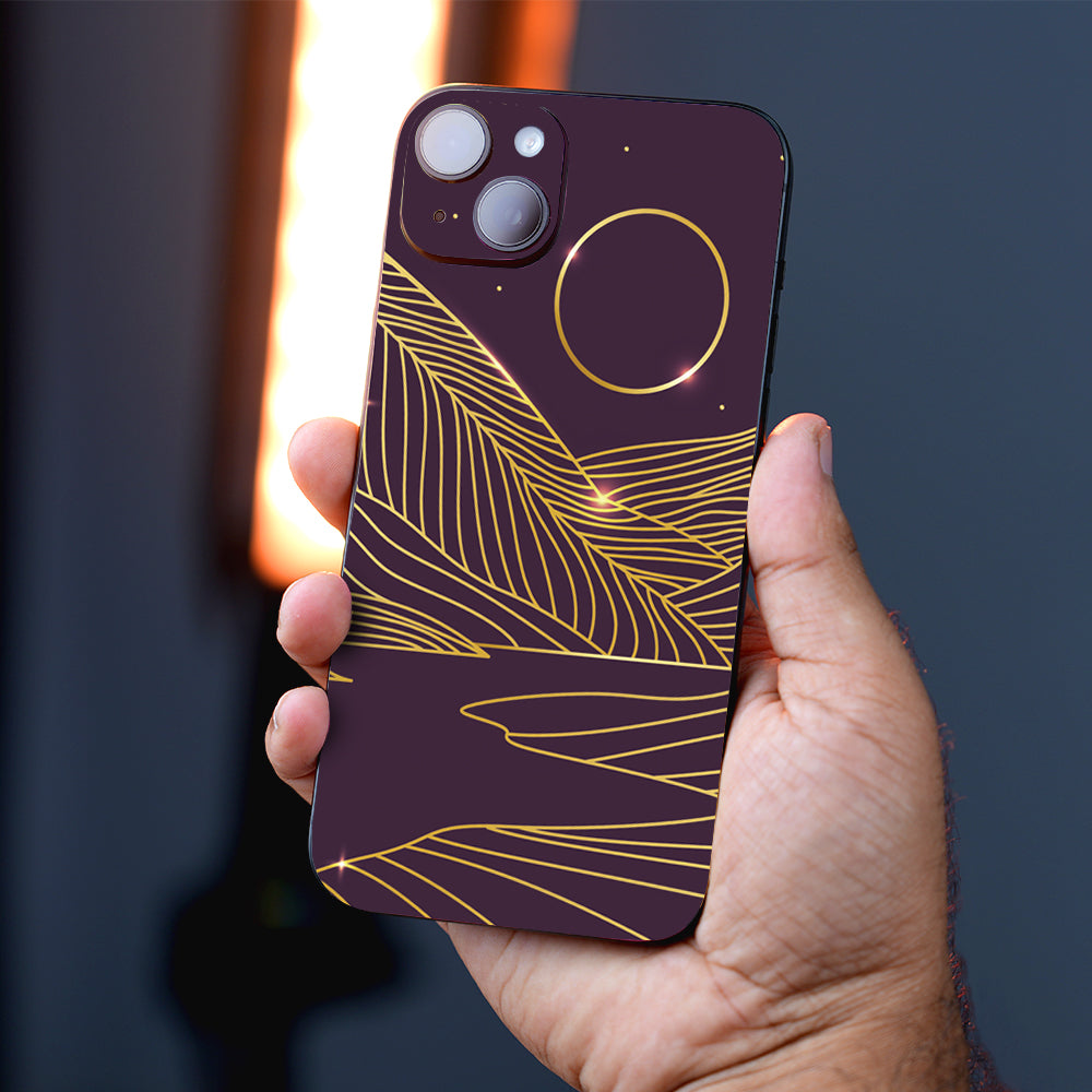 Golden Horizon Lines Abstract Mobile Skin