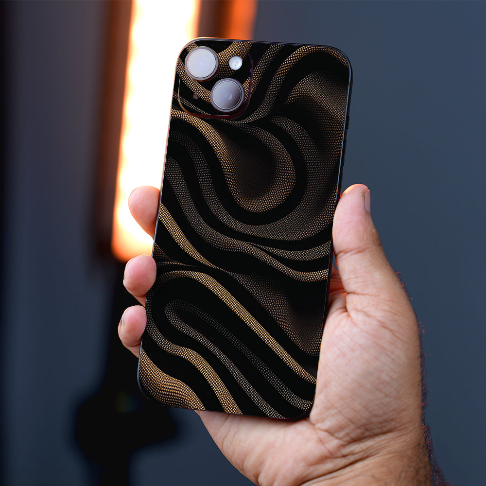 Golden Shadow Waves Abstract Mobile Skin