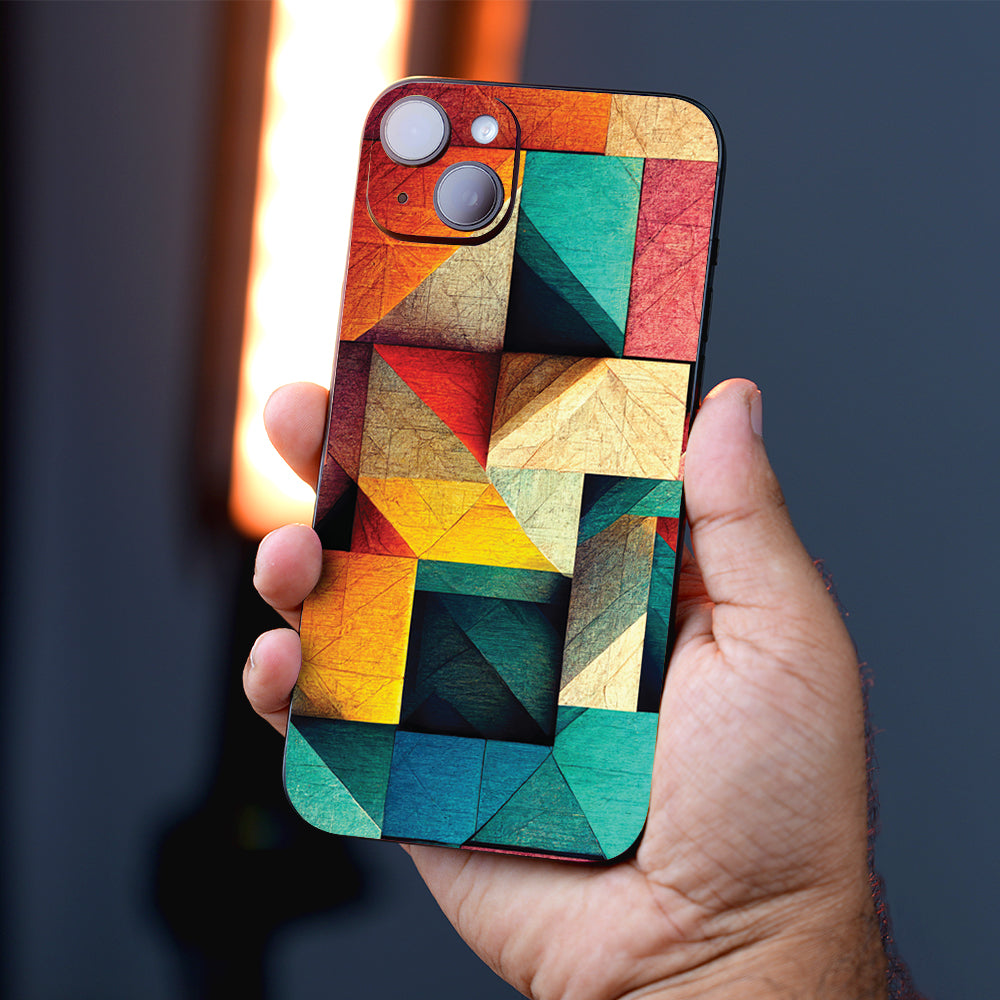 Rustic Geometric Blocks Abstract Mobile Skin