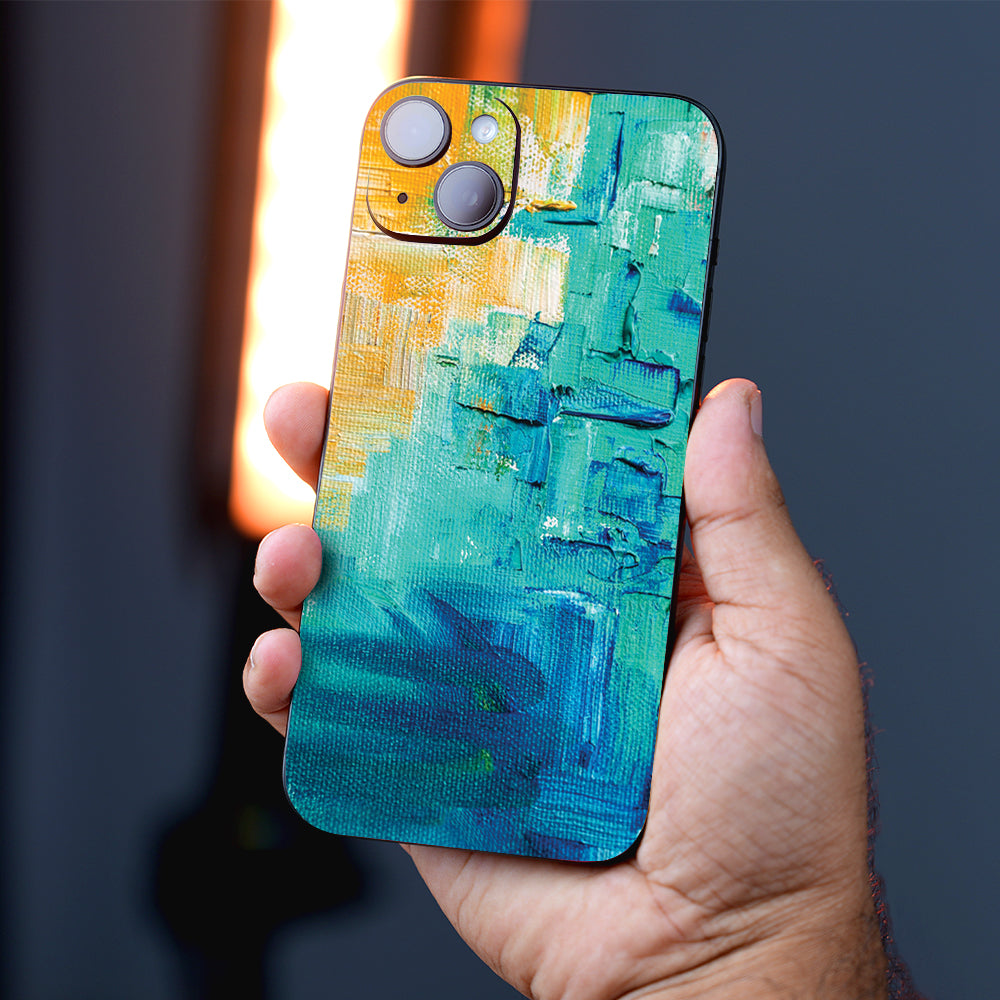 Turquoise Brushstroke Abstract Mobile Skin