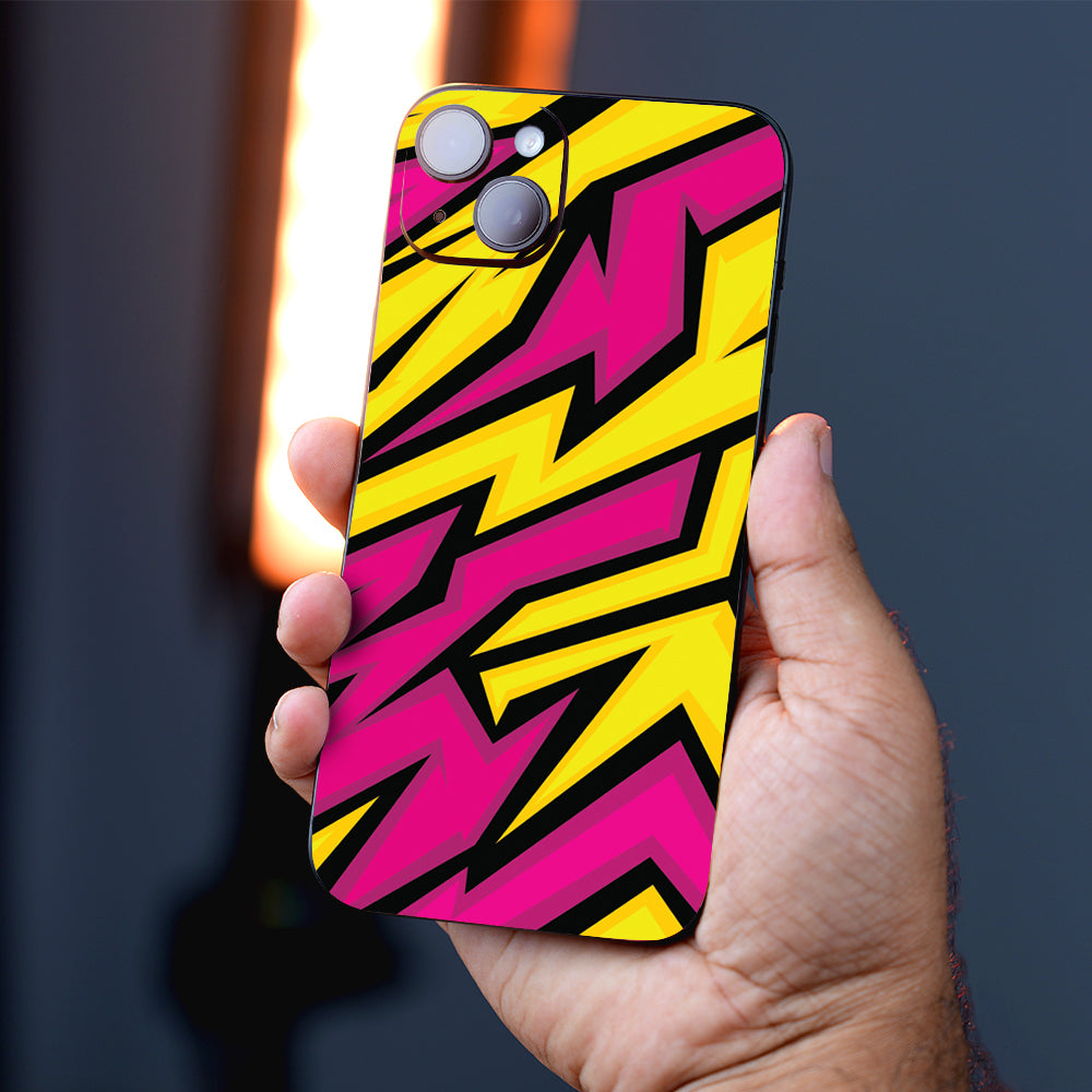 Yellow & Pink Racing Stripes Abstract Mobile Skin