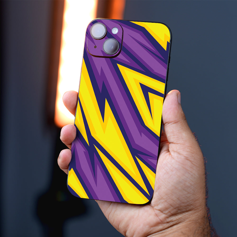 Yellow & Purple Racing Stripes Abstract Mobile Skin