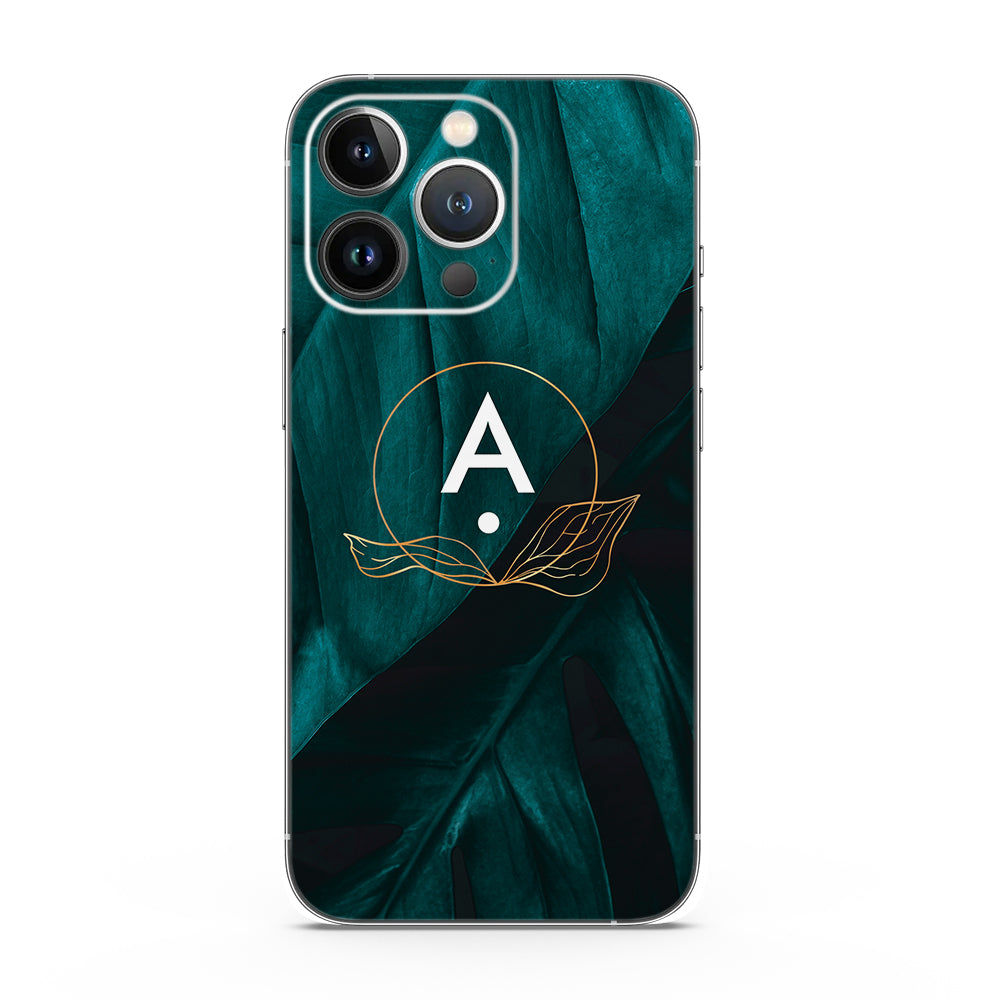 Fomo Store Mobile Skins Botanical Dark Green with Initial