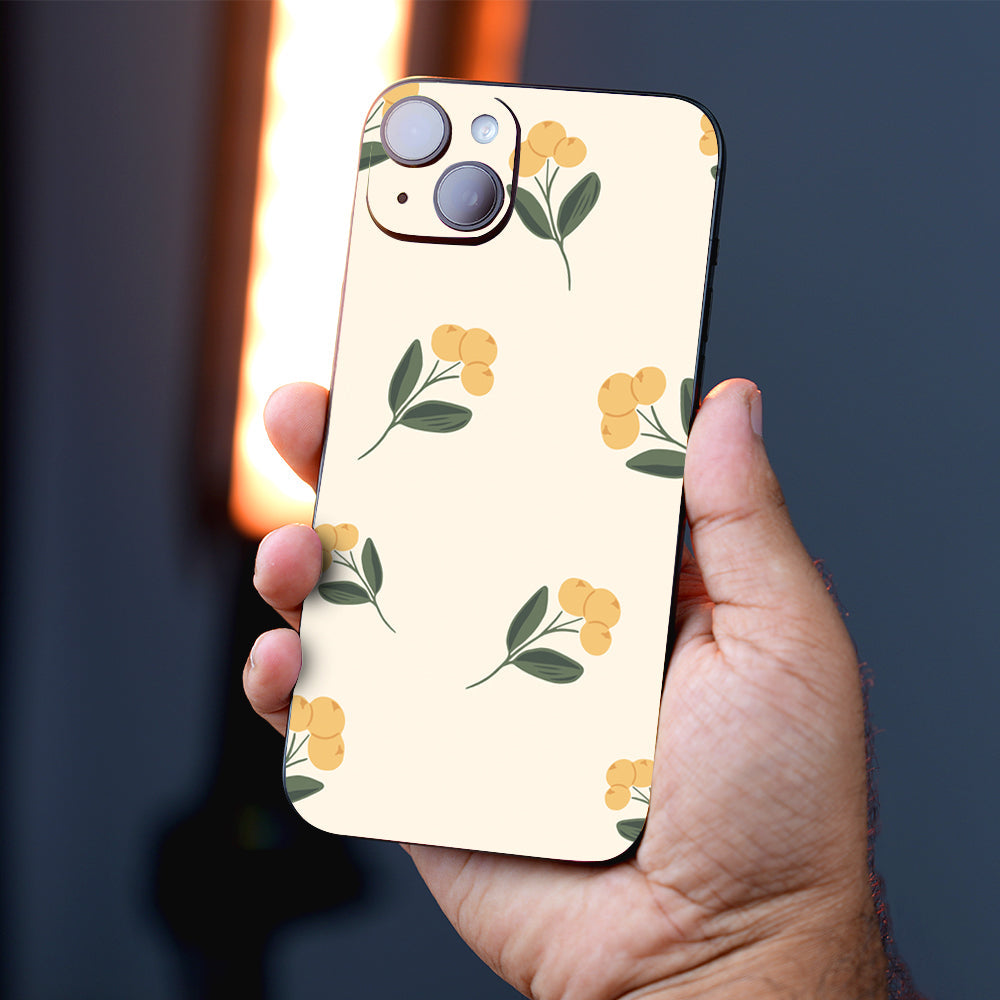 Yellow Berry Pattern Botanical Mobile Skin