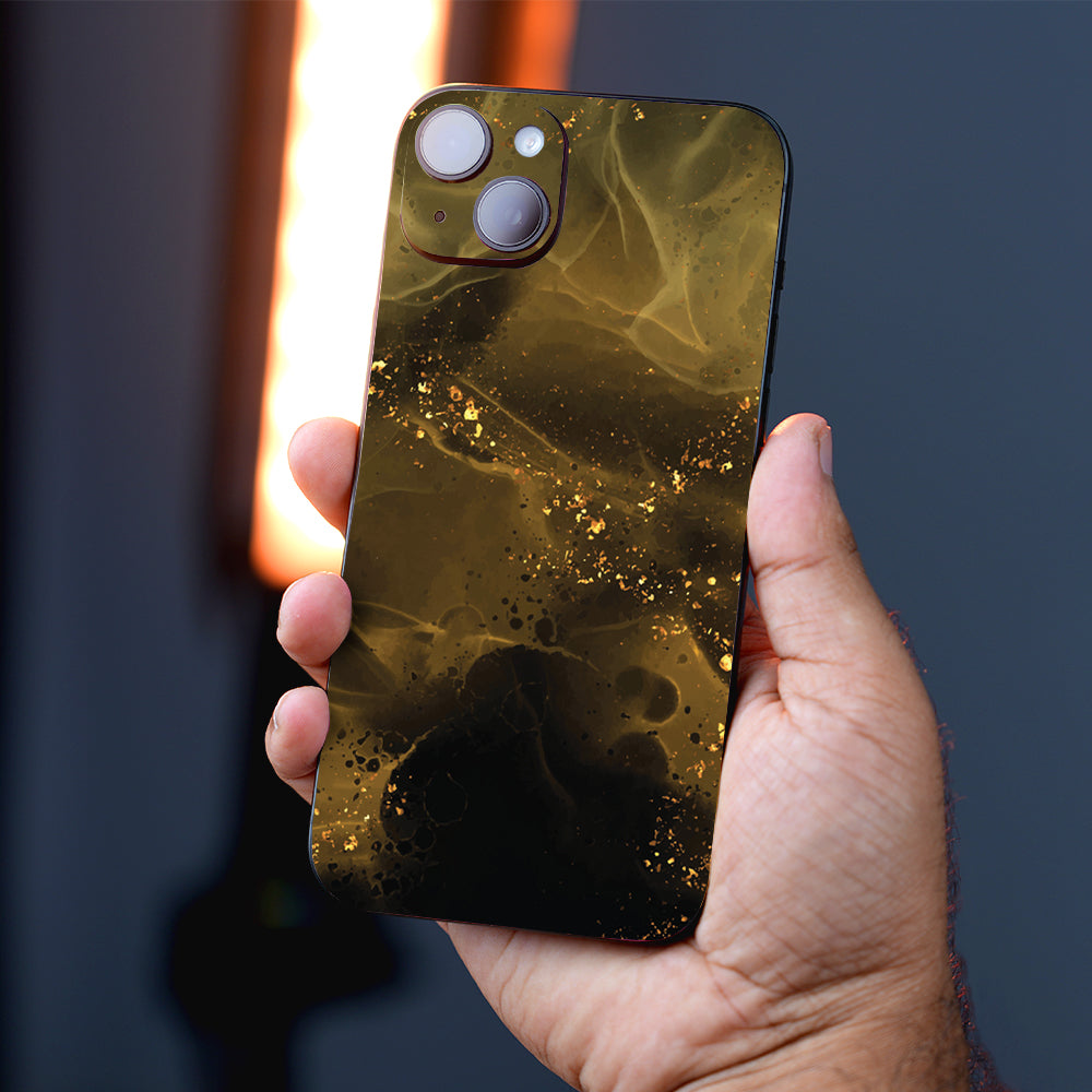 Golden Smoke Swirl Marble Mobile Skin