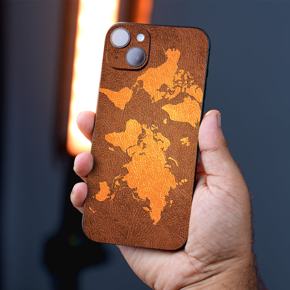 Brown World Map Mobile Skin