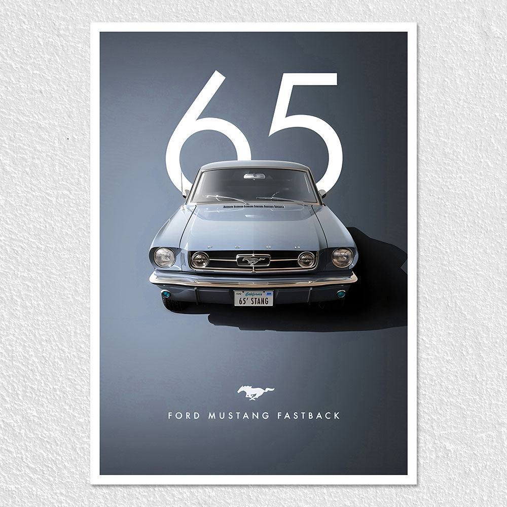 Fomo Store Posters Cars & Bikes Steel Grey Ford Mustang Fastback