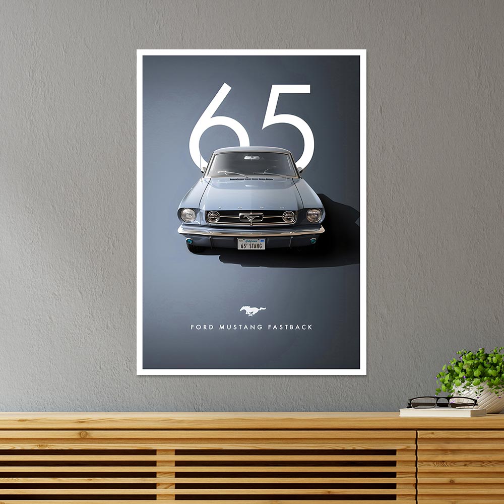 Steel Grey Ford Mustang Fastback Cars & Bikes Poster