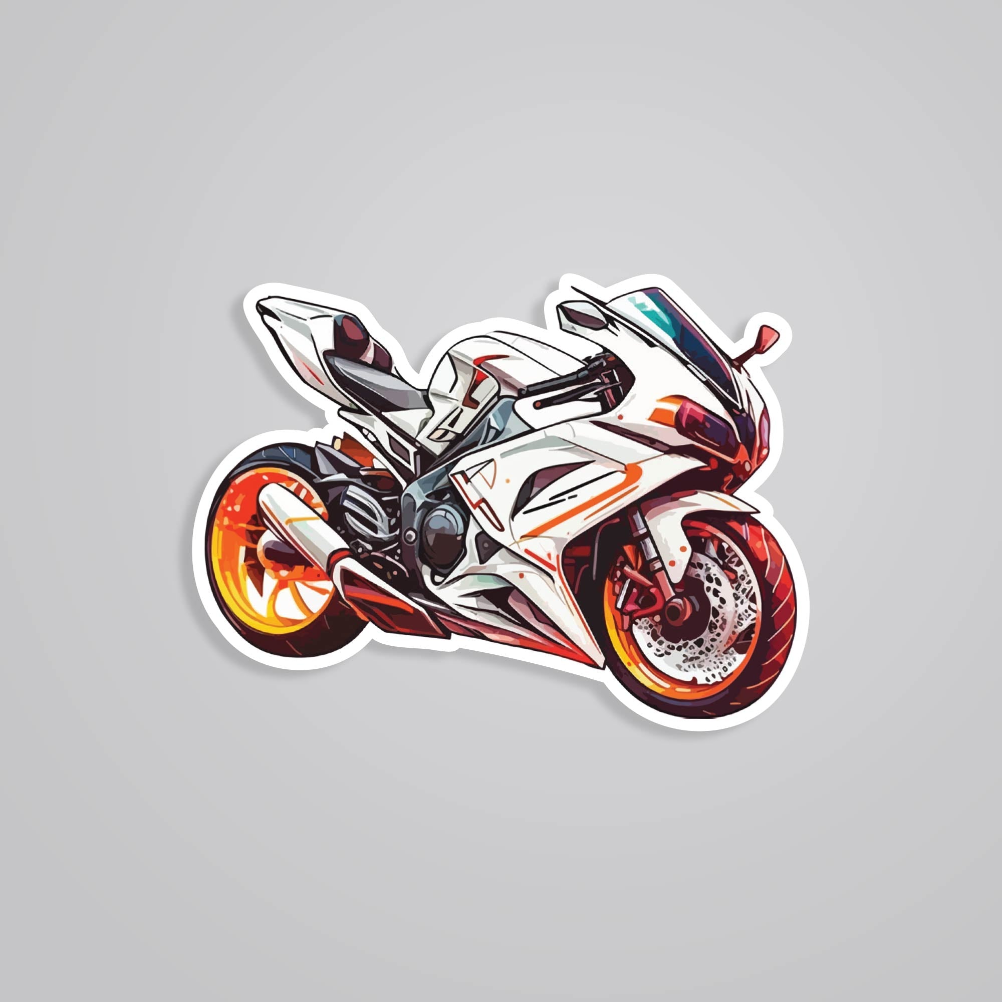 Fomo Store Stickers Cars & Bikes Orange and White Motorcycle