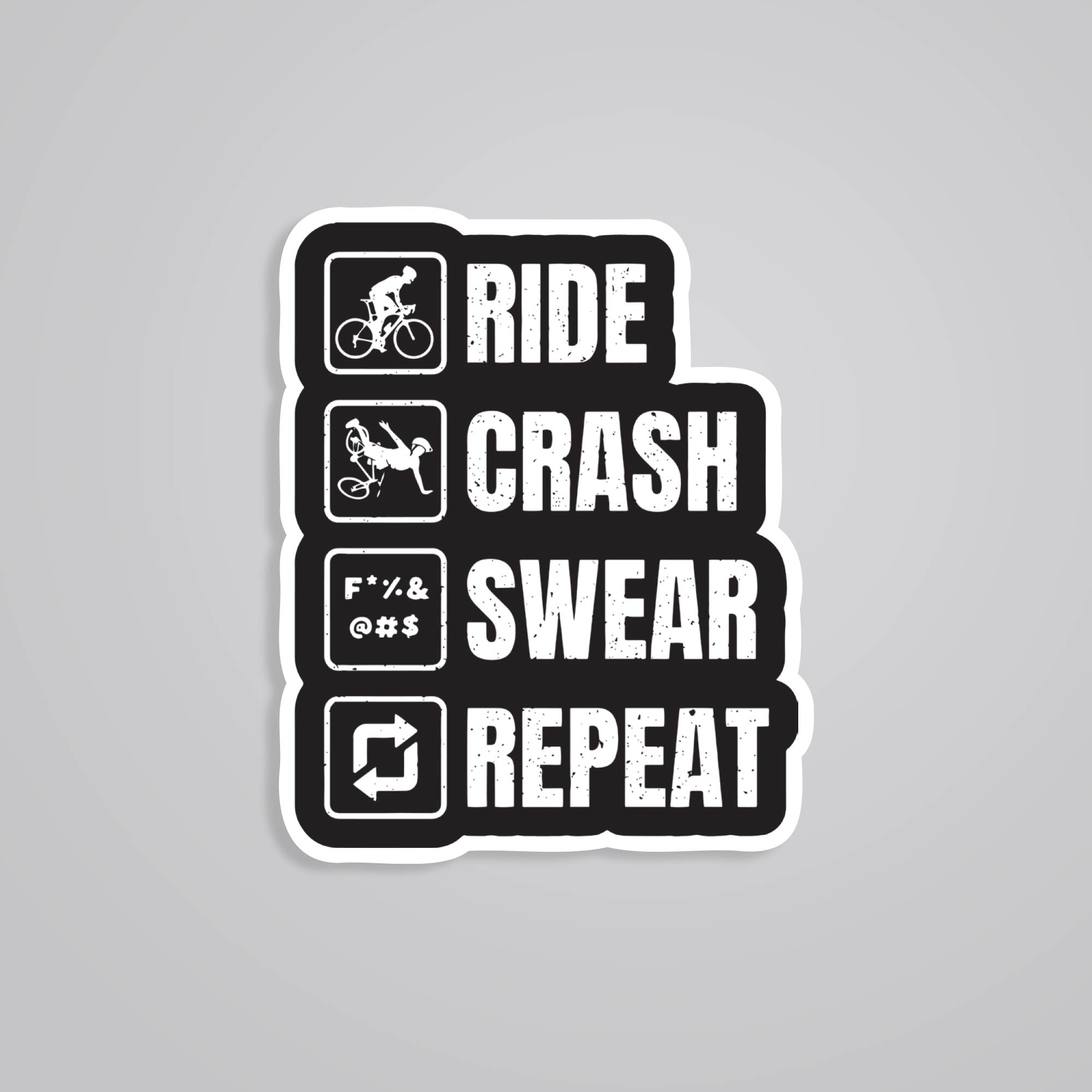 Fomo Store Stickers Cars & Bikes Ride Crash Swear Repeat