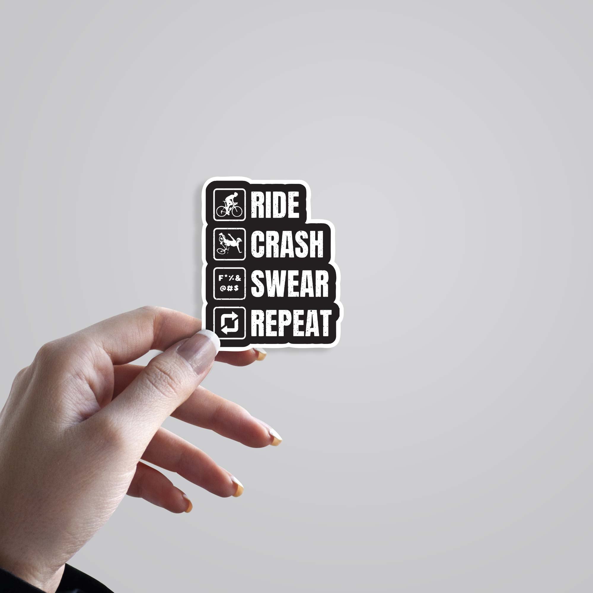 Ride Crash Swear Repeat Cars & Bikes Stickers