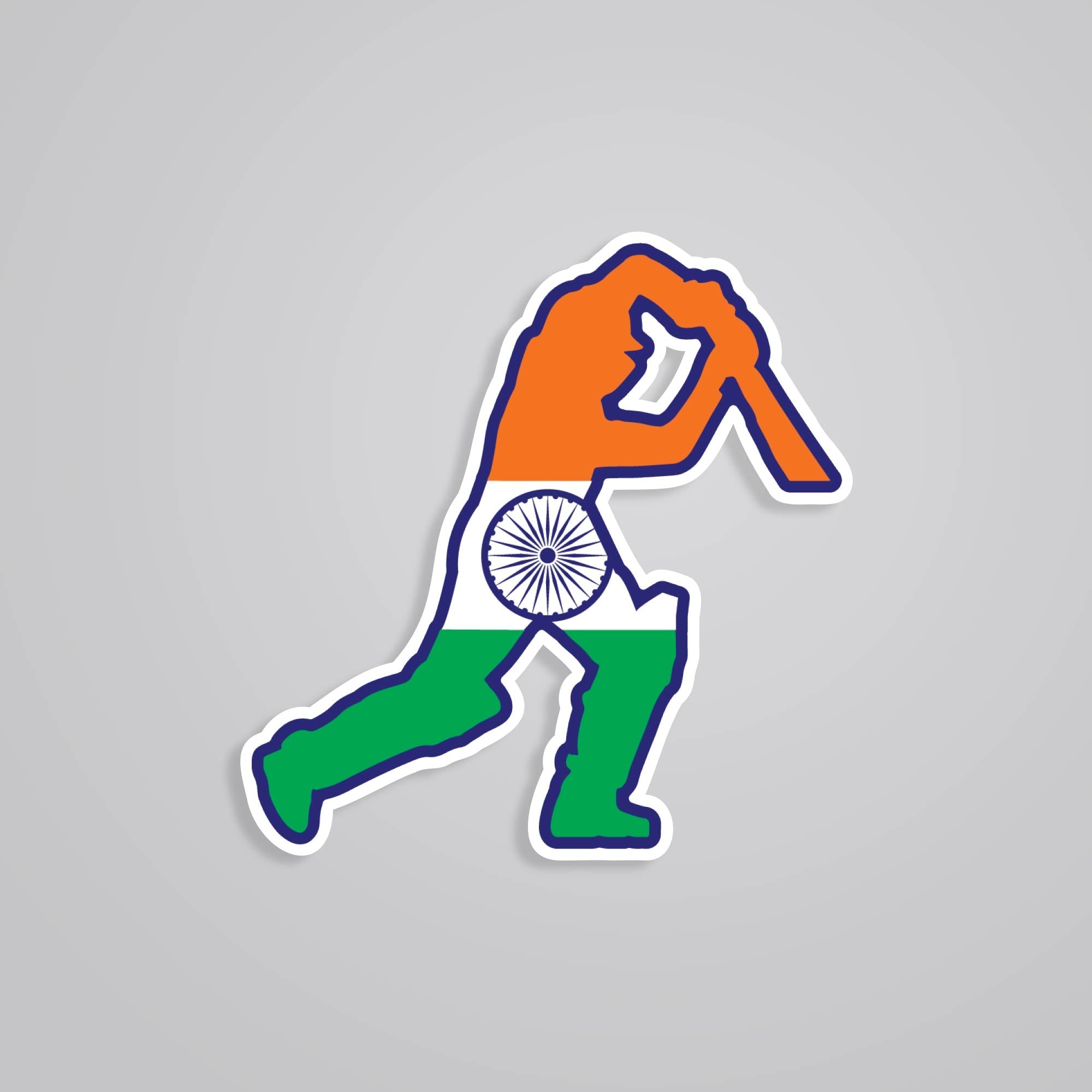 Fomo Store Stickers Sports Cricket Player in Indian Flag