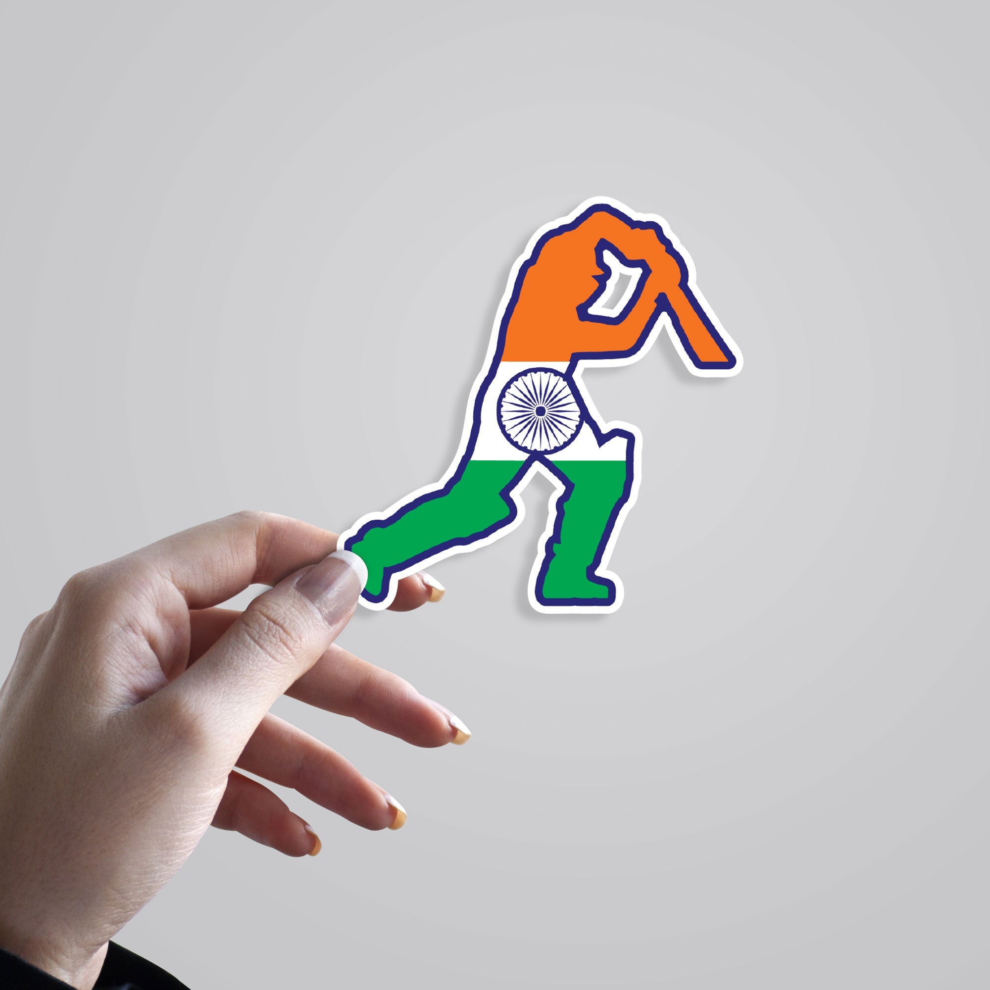 Cricket Player in Indian Flag Sports Stickers