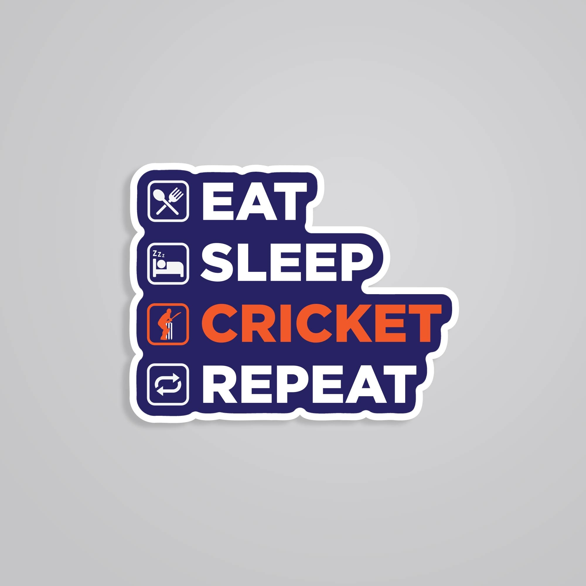 Fomo Store Stickers Sports Eat Sleep Cricket Repeat in Blue