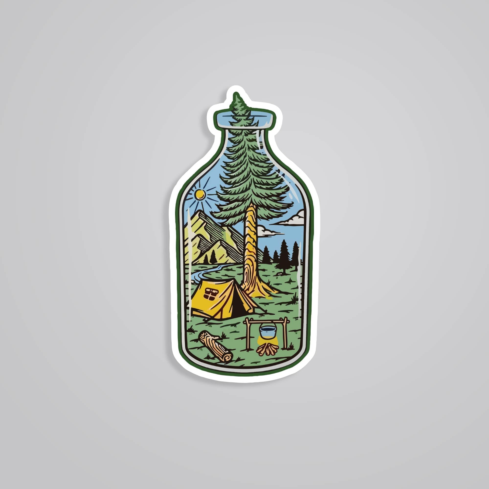 Fomo Store Stickers Travels Camping in a Bottle