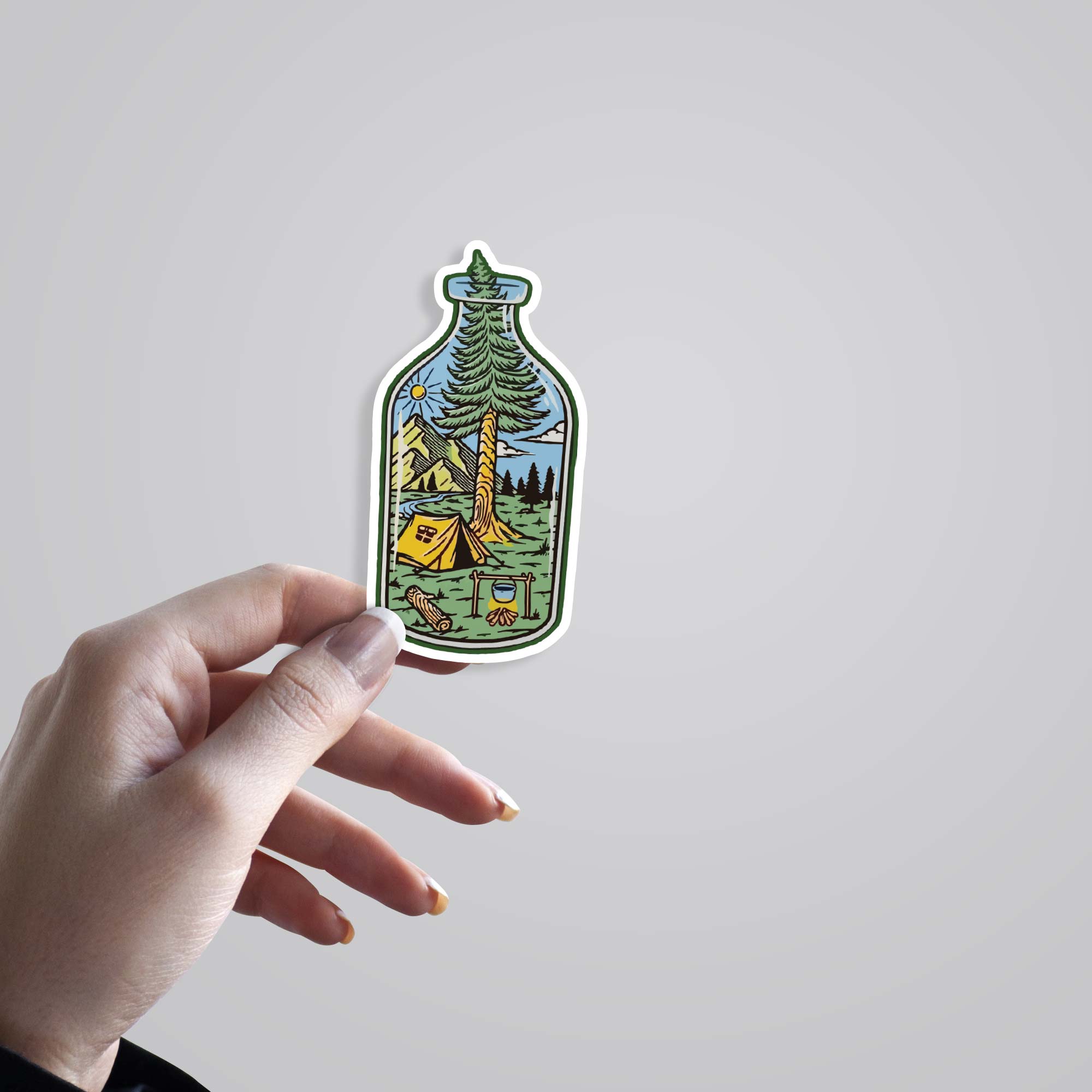 Camping in a Bottle Travels Stickers