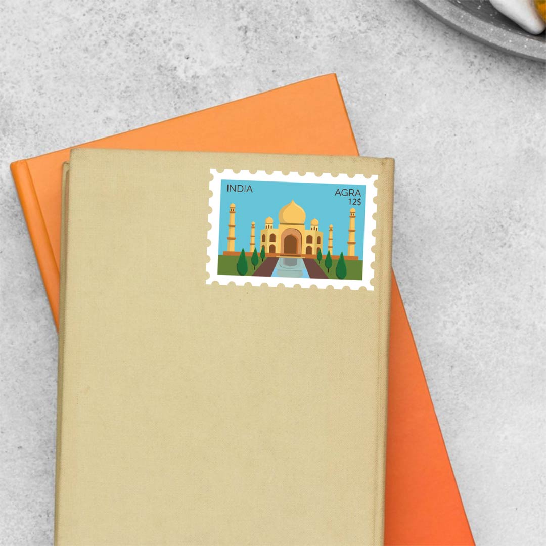 India Agra Stamp Travels Stickers