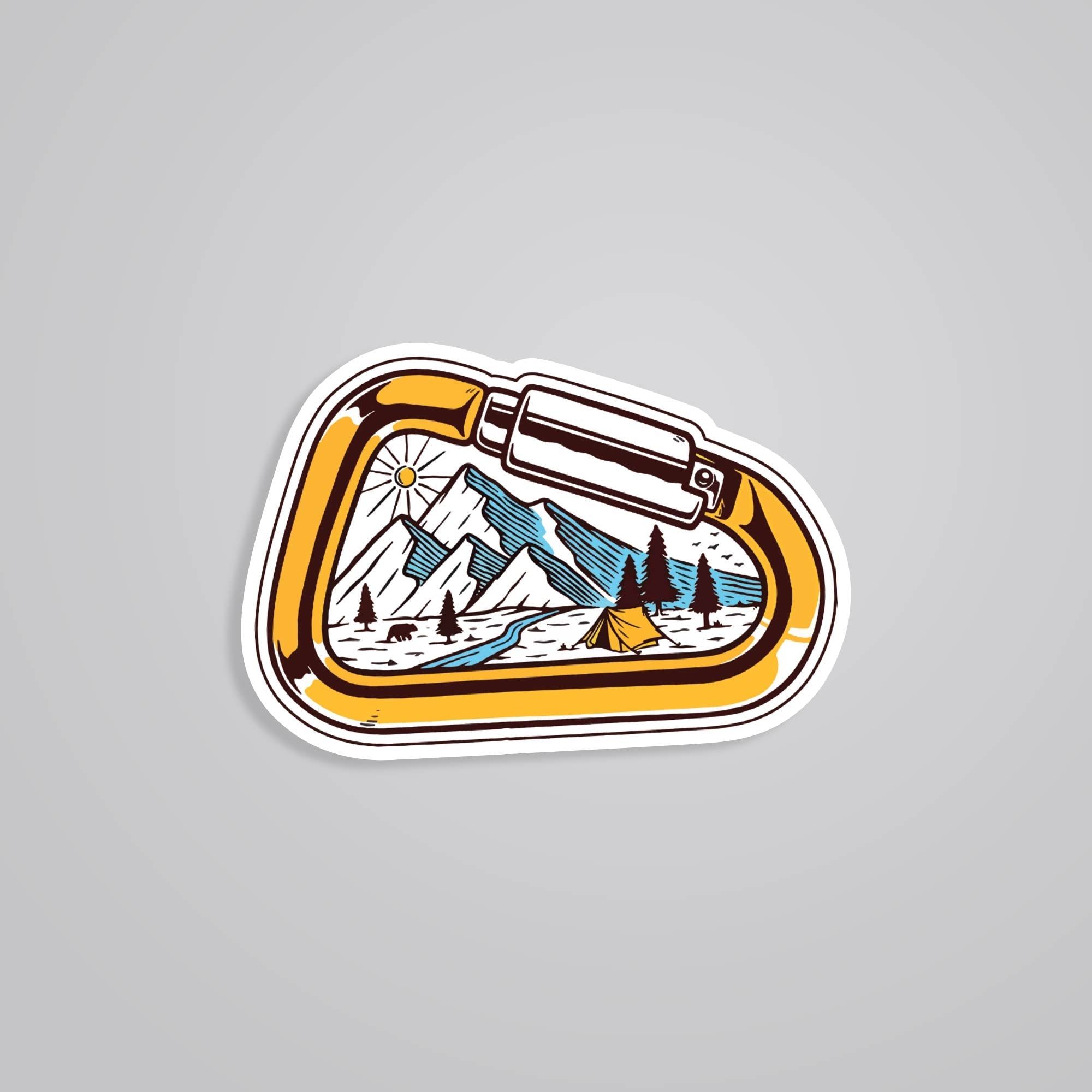 Fomo Store Stickers Travels Mountains in Carabiner