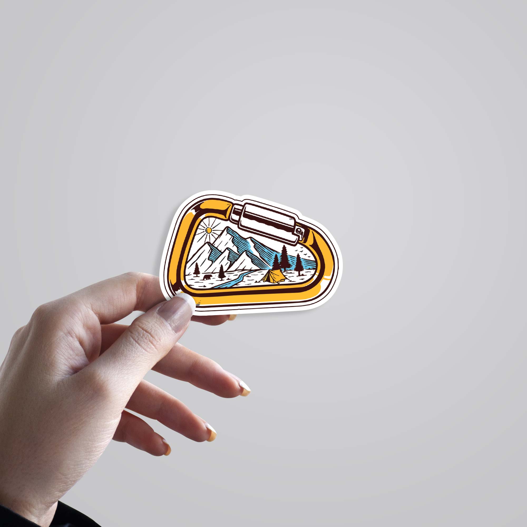 Mountains in Carabiner Travels Stickers