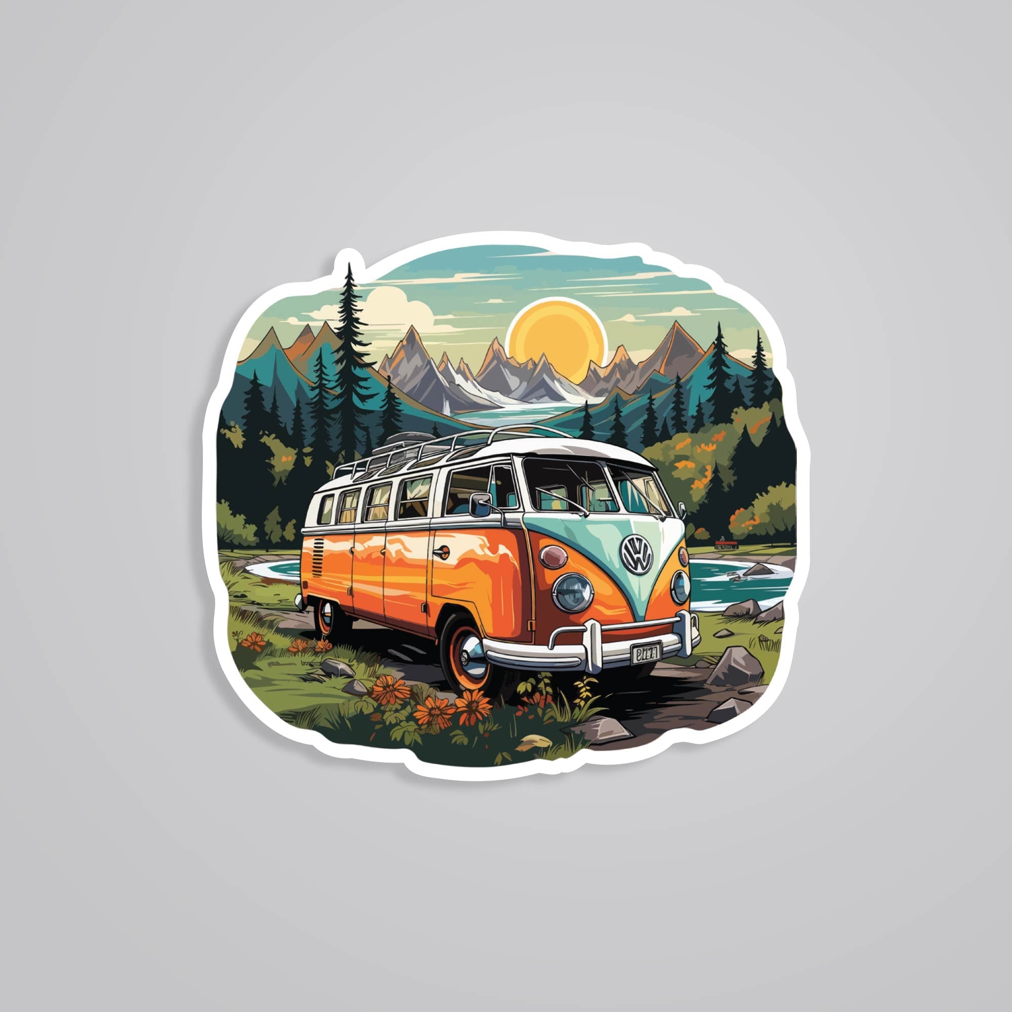 Fomo Store Stickers Travels Whimsical Caravan Mountain View