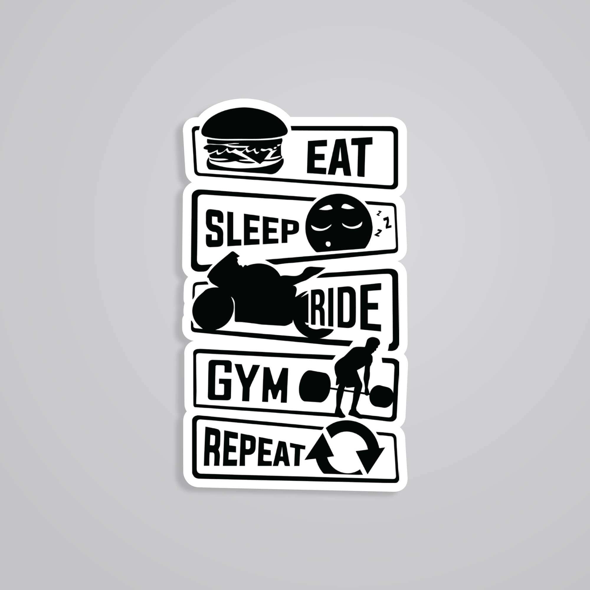 Fomo Store Stickers Witty Eat Sleep Ride Gym Repeat