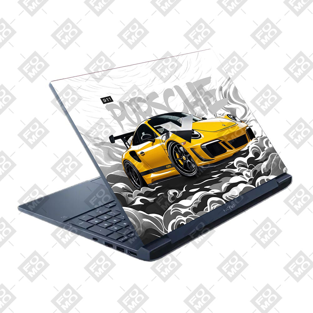 Porsche 911 Yellow Blaze HP Victus Laptop Skin