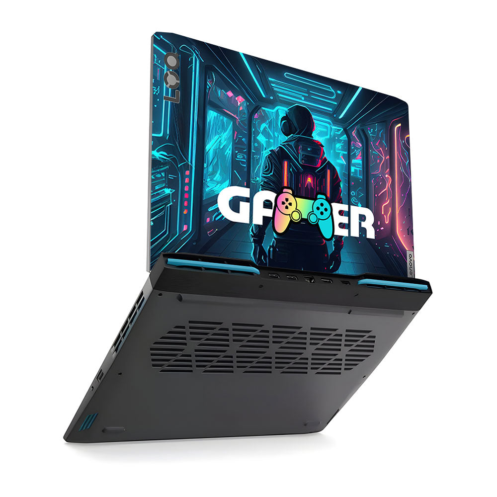 Gamer in Glowing Background Lenovo LOQ 2023 Laptop Skin