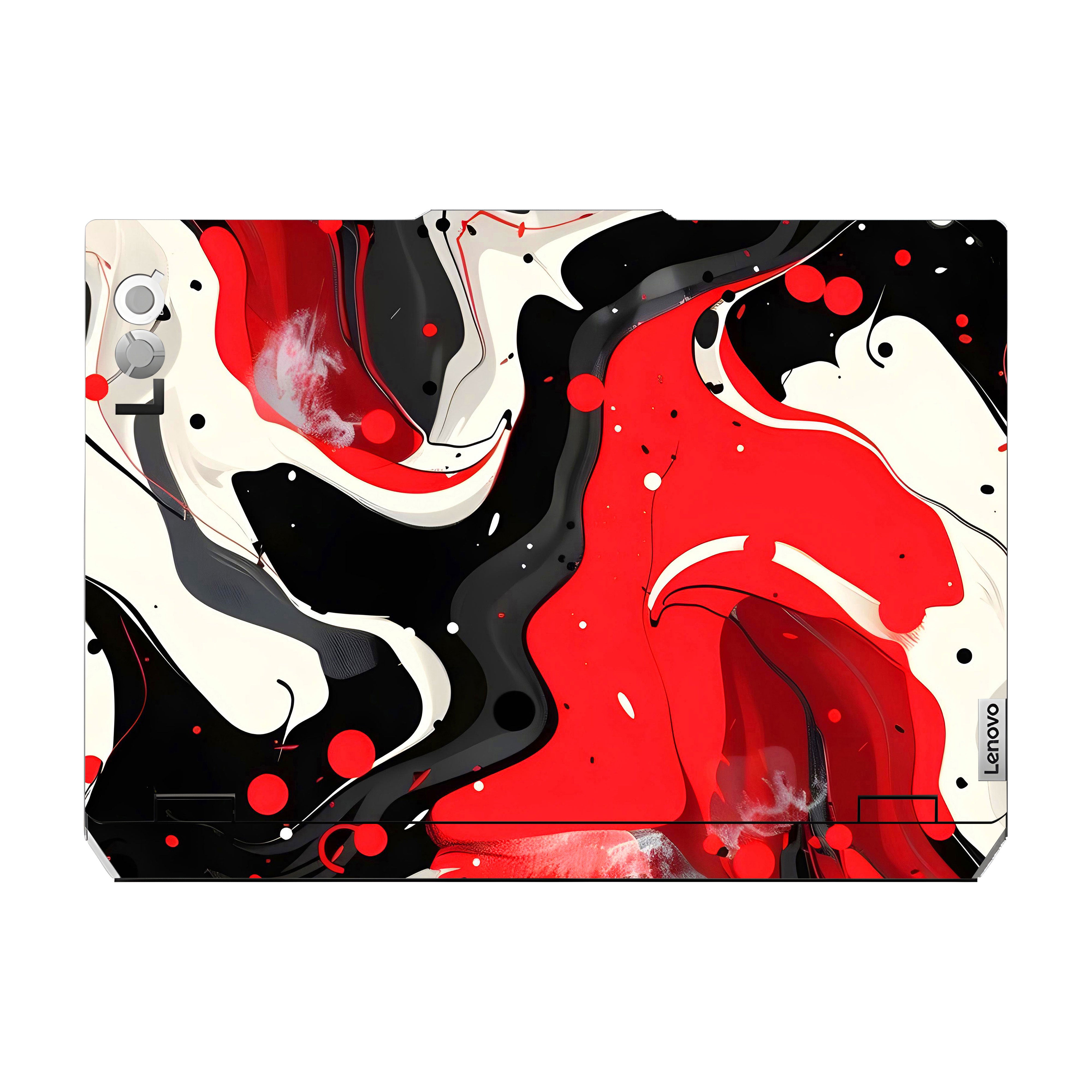 Red and White Paint Swirls Lenovo LOQ 24 Laptop Skin