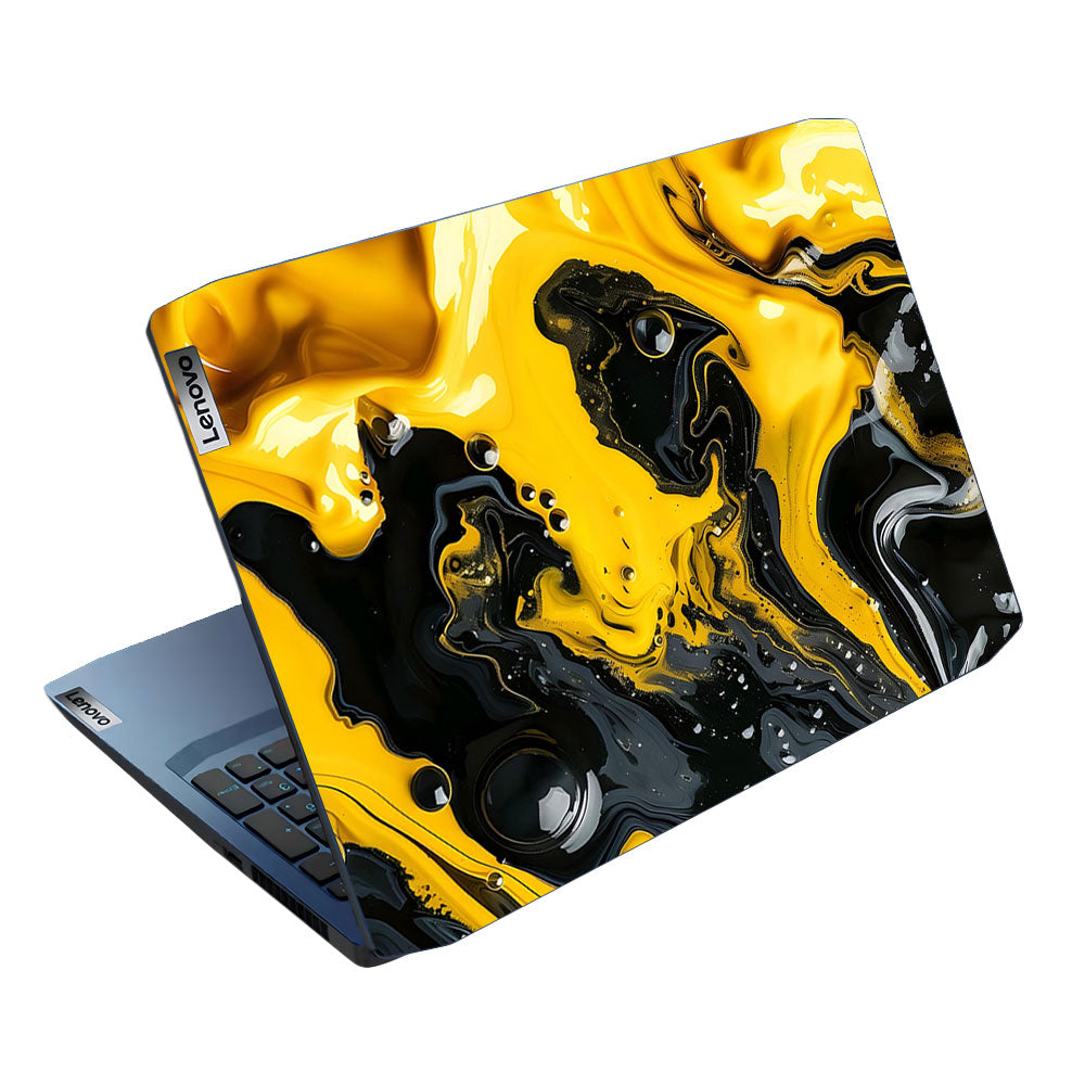 Yellow and Black Paint Swirls Lenovo IdeaPad Gaming 3 15ARH05 and 15IMH05 Laptop Skin