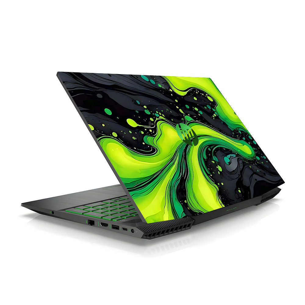 Neon Green Paint Swirls Pavilion Gaming 15 CX Laptop Skin