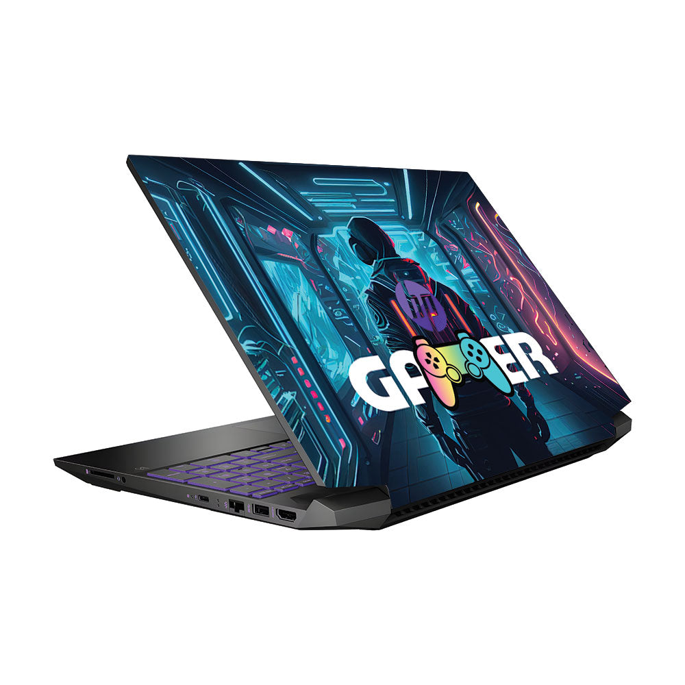 Gamer in Glowing Background HP Pavilion Gaming 15 EC Series Laptop Skin