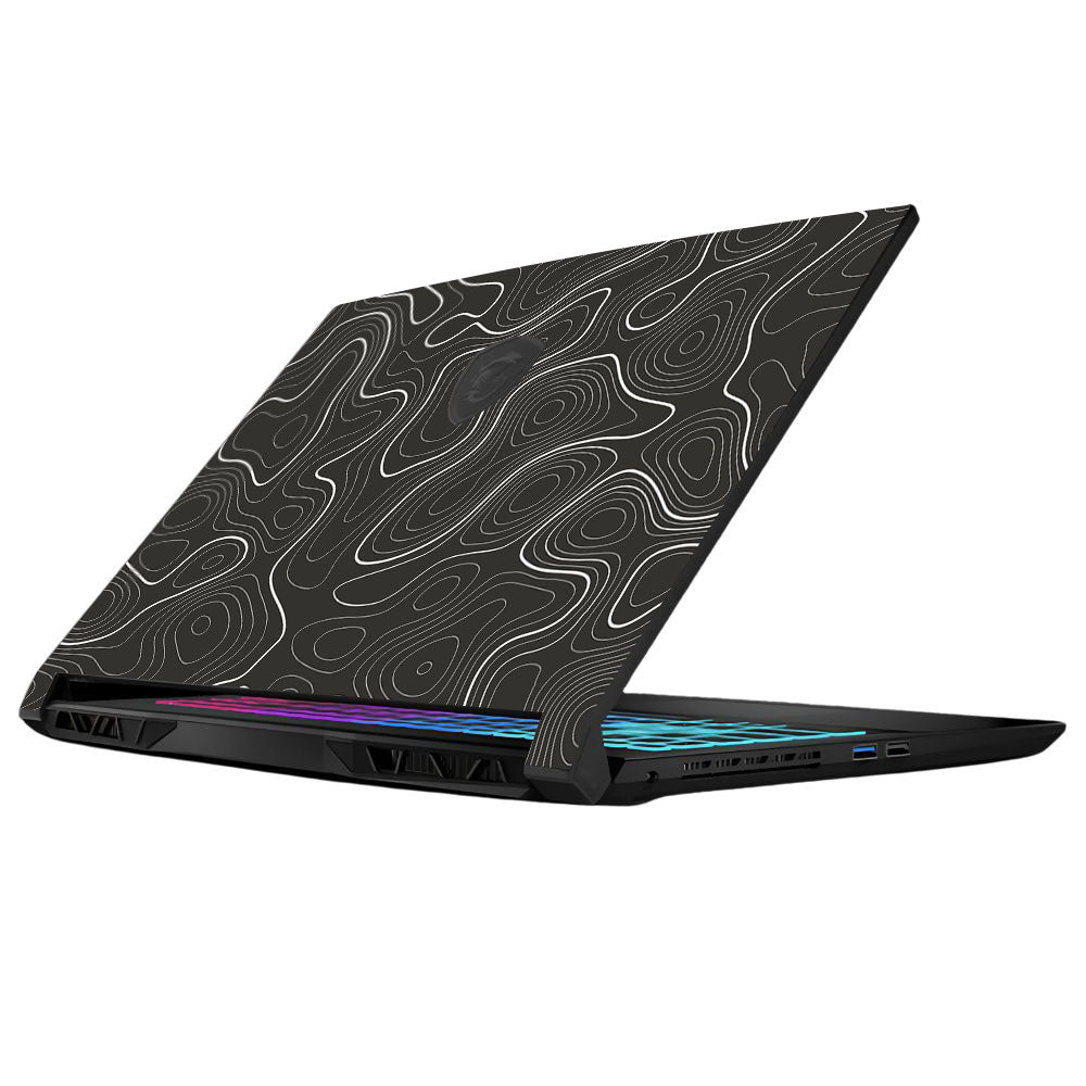 Grayscale Topographic Lines MSI Katana 15 B13V Laptop Skin